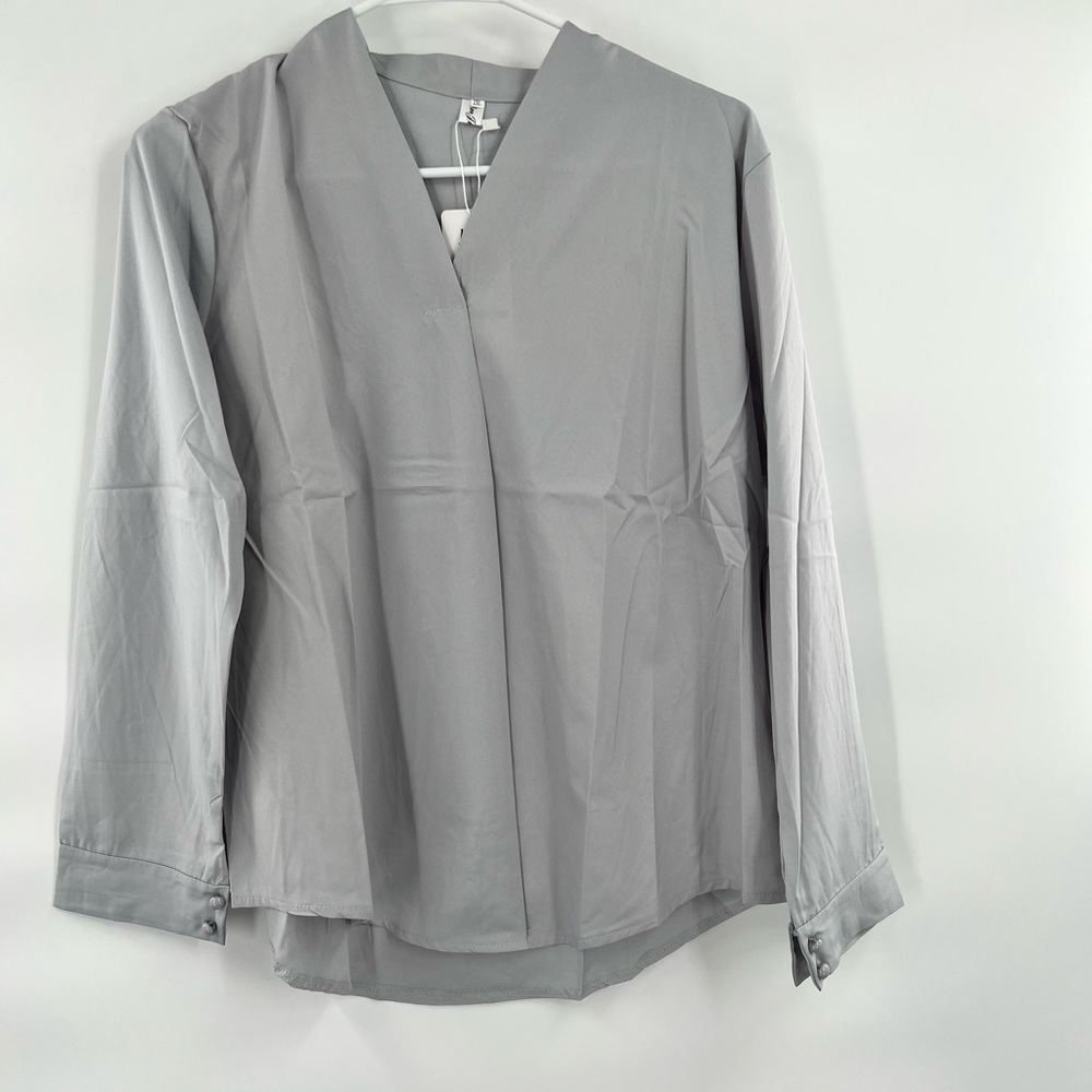Jielur grey blouse long sleeve shirt size 2XL